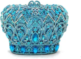 Women Luxury Crown Shaped Crystal Evening Clutch Elegant Rhinestones Party Handbag and Purse
