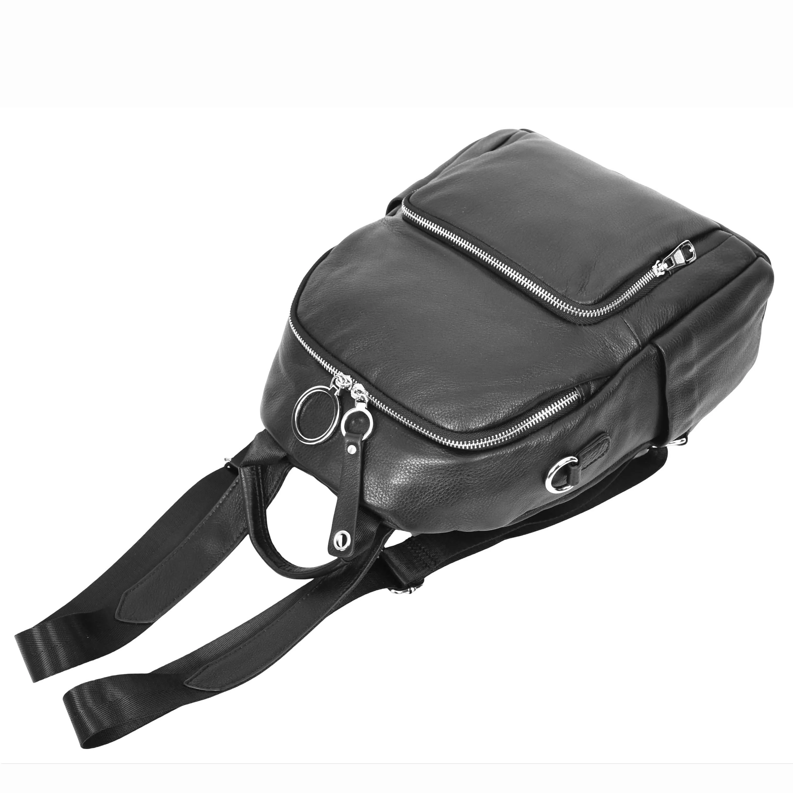 Women's Genuine Leather Backpack Multiple Pockets Casual Fashion Rucksack A618 Black
