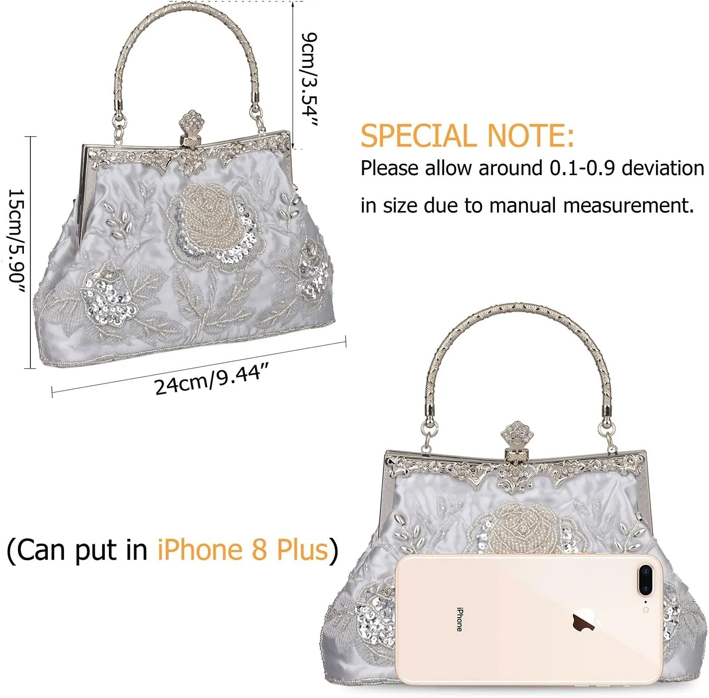 Women's Handbag Vintage Rose Embroidered Beaded Sequin Evening Bag Wedding Party Clutch Purse