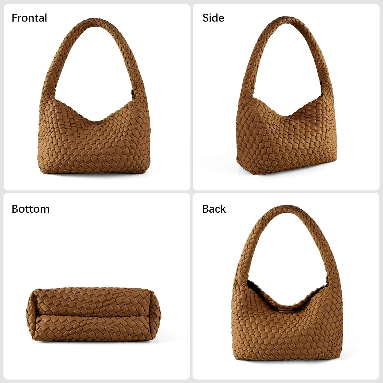 Woven Handbag for Woman Vegan Leather Shoulder bag and Purse Small Fashion Shopper Totes Ladies Underarm Bags