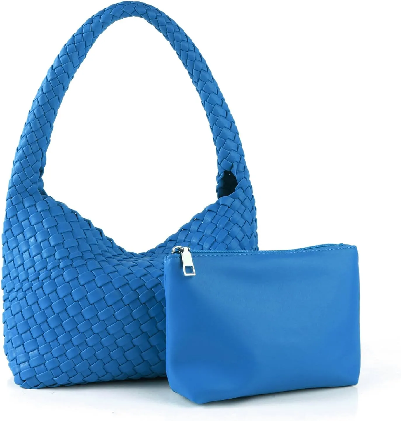 Woven Handbag for Woman Vegan Leather Shoulder bag and Purse Small Fashion Shopper Totes Ladies Underarm Bags