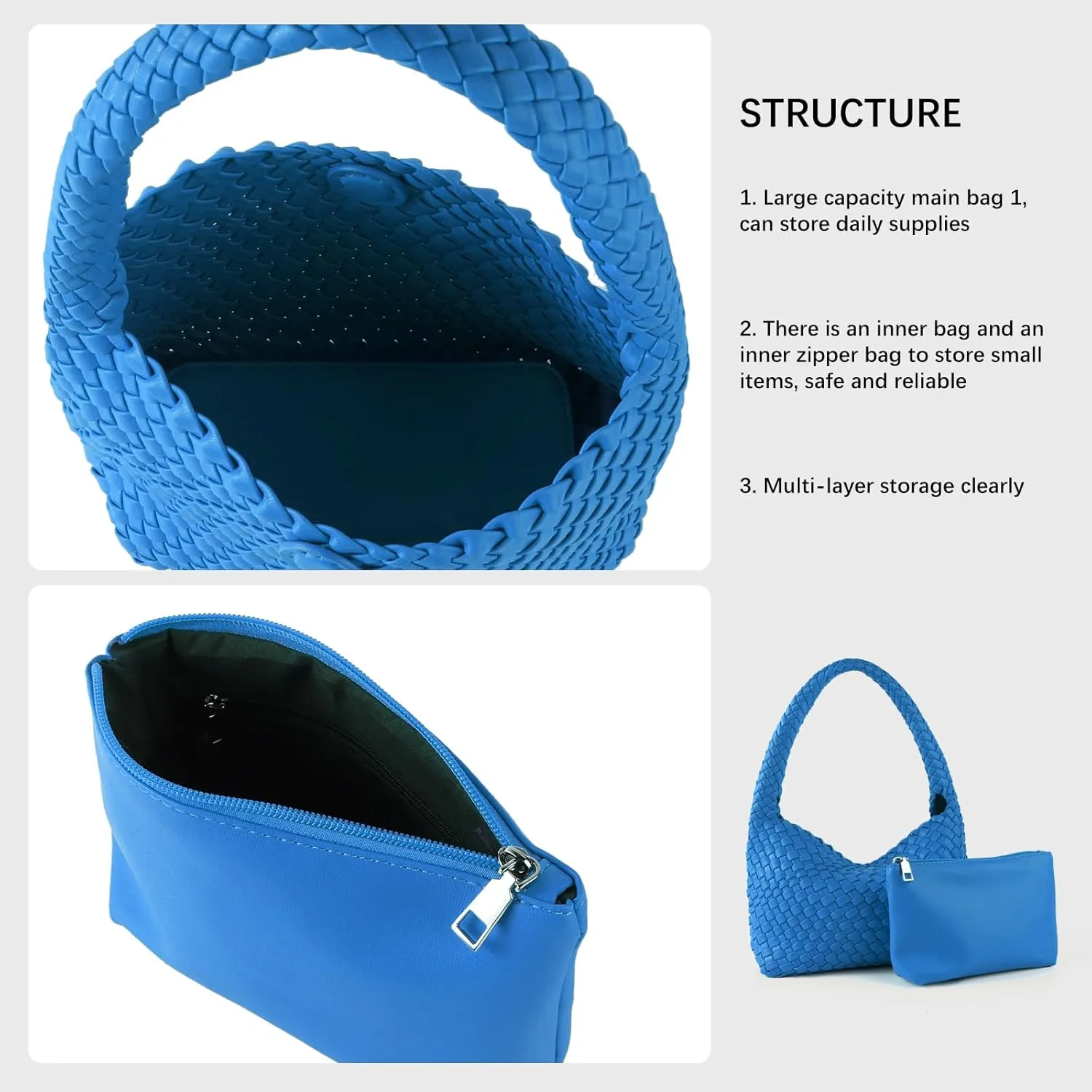 Woven Handbag for Woman Vegan Leather Shoulder bag and Purse Small Fashion Shopper Totes Ladies Underarm Bags
