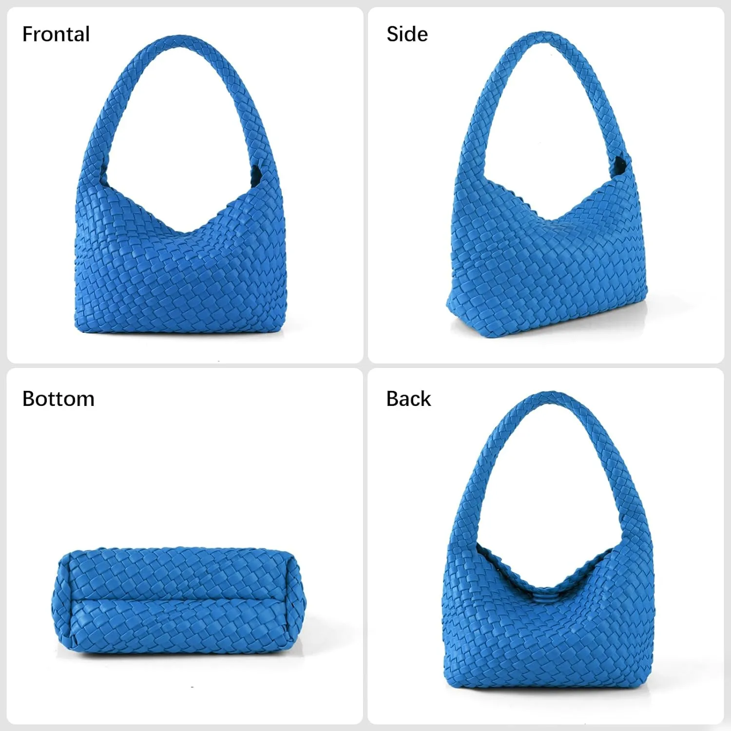 Woven Handbag for Woman Vegan Leather Shoulder bag and Purse Small Fashion Shopper Totes Ladies Underarm Bags