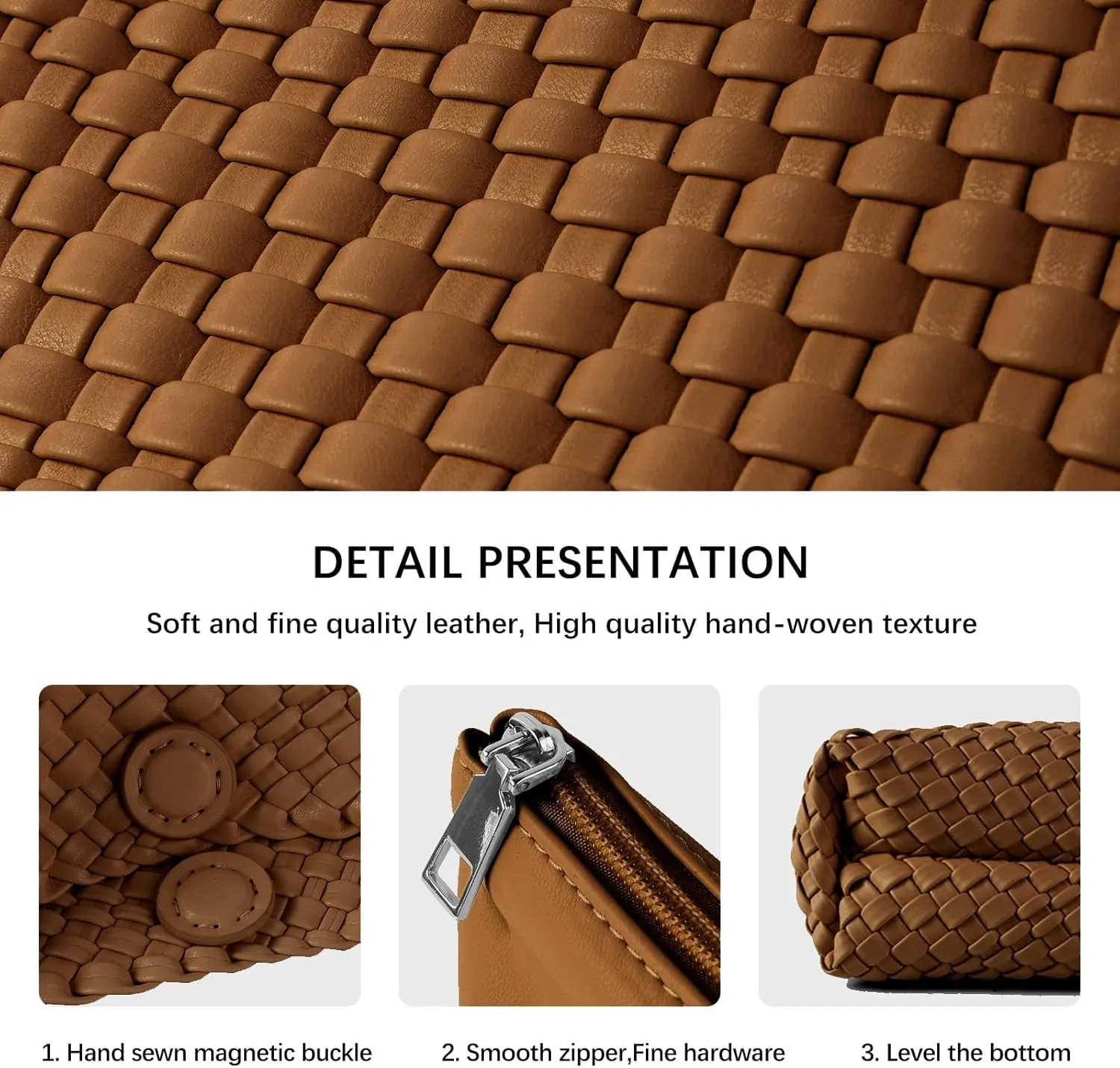Woven Handbag for Woman Vegan Leather Shoulder bag and Purse Small Fashion Shopper Totes Ladies Underarm Bags