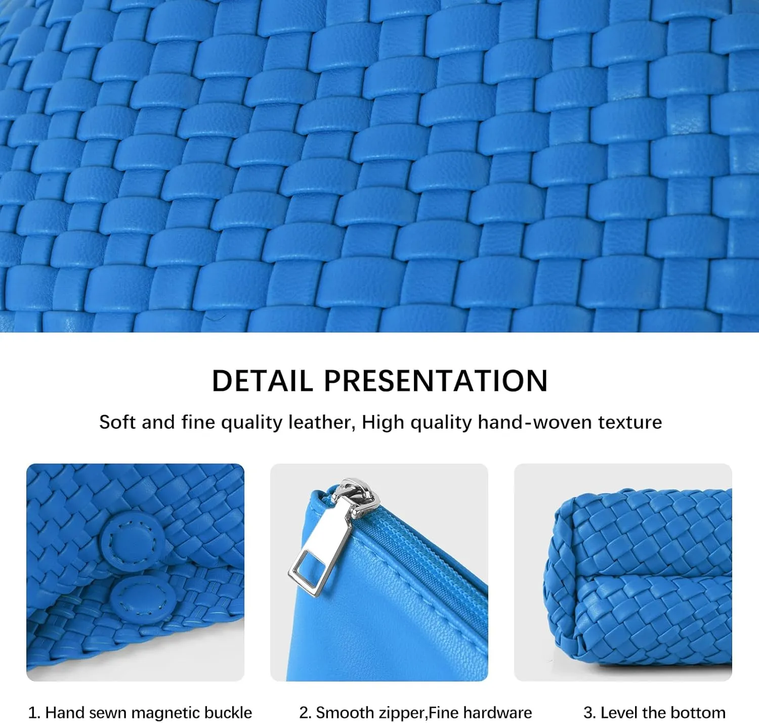Woven Handbag for Woman Vegan Leather Shoulder bag and Purse Small Fashion Shopper Totes Ladies Underarm Bags
