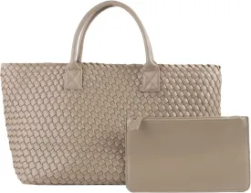 Woven Tote Bag Large Vegan Leather Bucket Bag, Fashion Handwoven Shopper Bags for Women