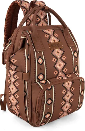 Wrangler Aztec Backpack Organized Daypack Travel Baby Bag with Stroller Strap and Side Bottle Pockets