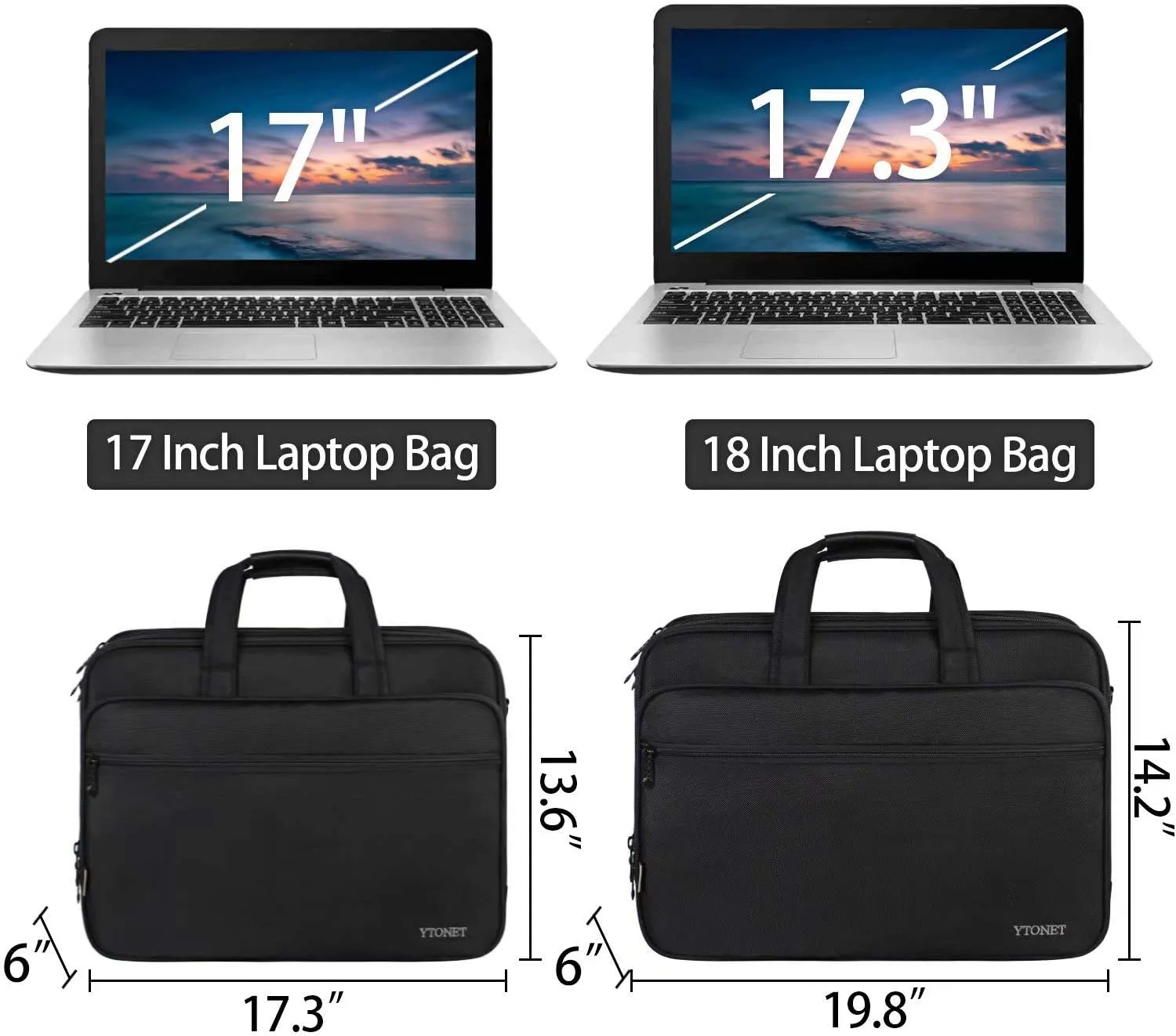 Ytonet Laptop Briefcases for Men, 17 Inch Expandable Briefcase Computer Bags for Laptop for Men, Water Resistant Multi Compartments Men's Work Bag with Luggage Strap for Bussiness Travel, Black