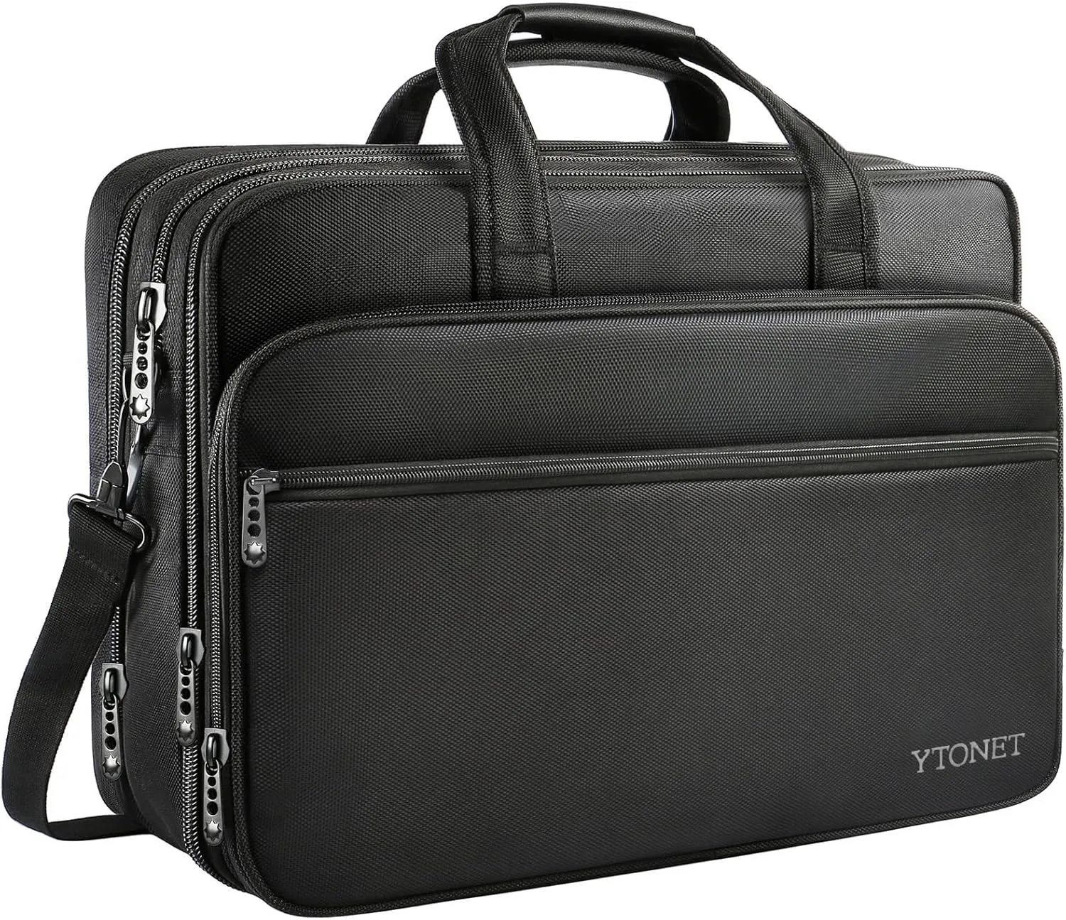 Ytonet Laptop Briefcases for Men, 17 Inch Expandable Briefcase Computer Bags for Laptop for Men, Water Resistant Multi Compartments Men's Work Bag with Luggage Strap for Bussiness Travel, Black