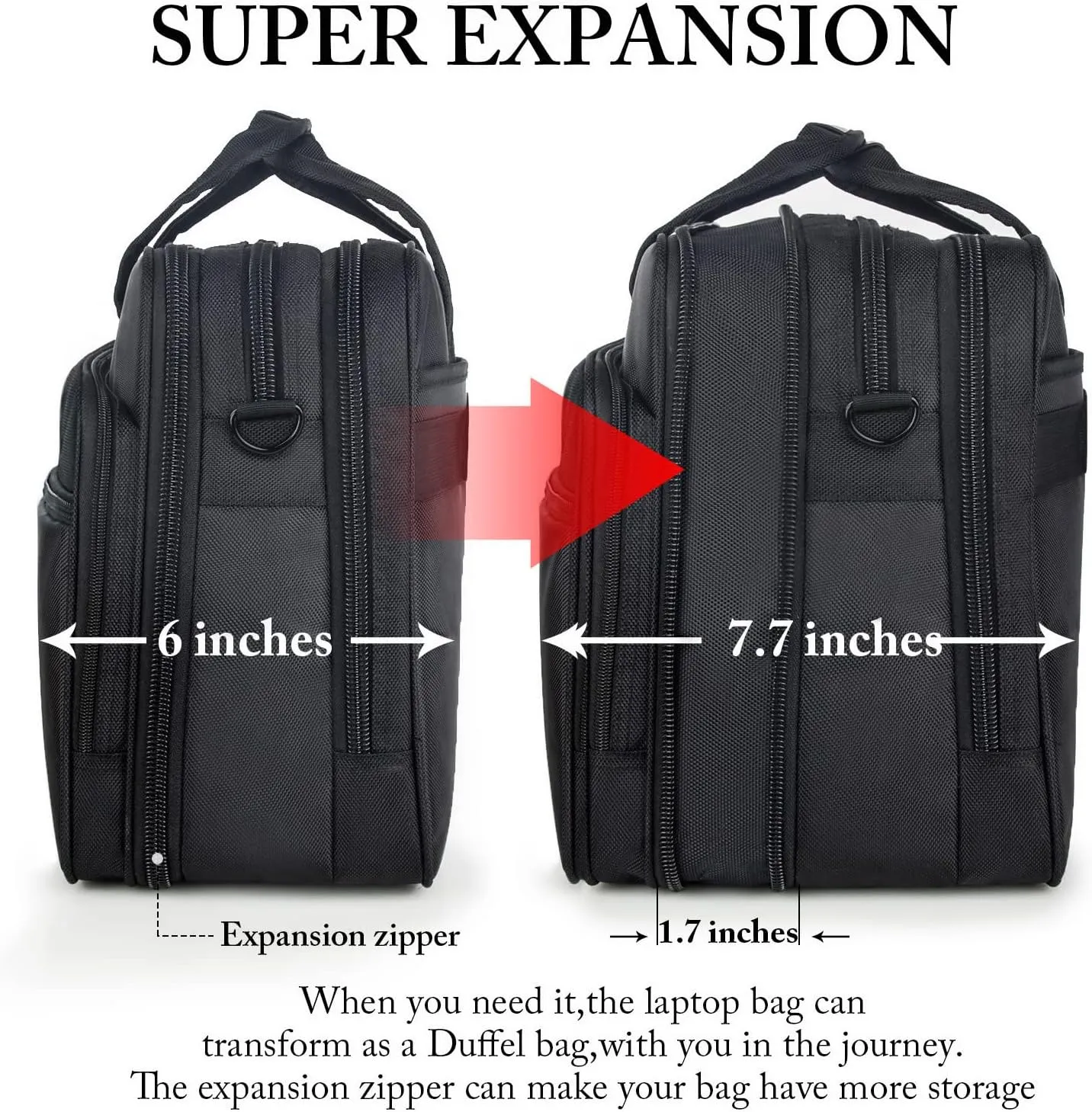 Ytonet Laptop Briefcases for Men, 17 Inch Expandable Briefcase Computer Bags for Laptop for Men, Water Resistant Multi Compartments Men's Work Bag with Luggage Strap for Bussiness Travel, Black