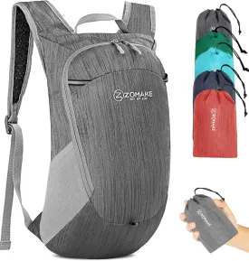 ZOMAKE Ultra Lightweight Packable Backpack 18L, Small Foldable Hiking Backpacks Water Resistant Folding Daypack for Travel(Medium Grey)